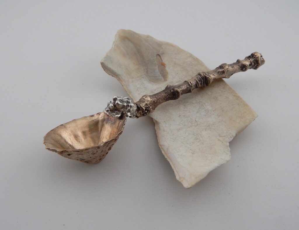 3. “Limpet, Stone & Twig” spoon, 2025 Materials: Bronze, sterling silver Size: 13cm long Price: $195